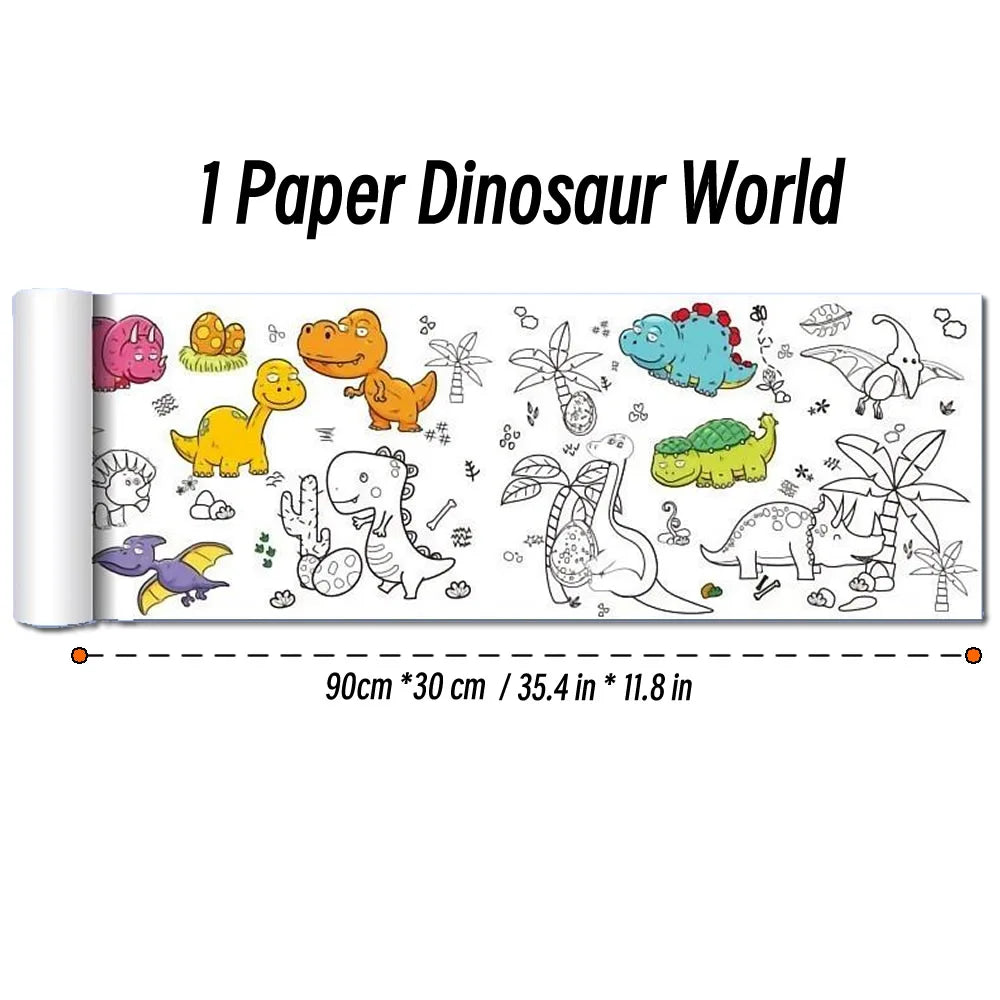 Rolo de Papel para Desenho Infantil de 90cm – Tela com Tema Animal para Colorir DIY, Pintura, Recorte e Grafite Educacional para Escola
