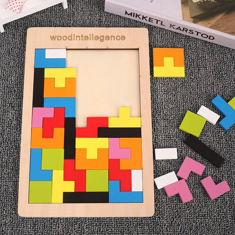 Conjunto de Quebra-Cabeça de Madeira – Brinquedo Educativo para Bebês, Estimula o Raciocínio Lógico e a Coordenação