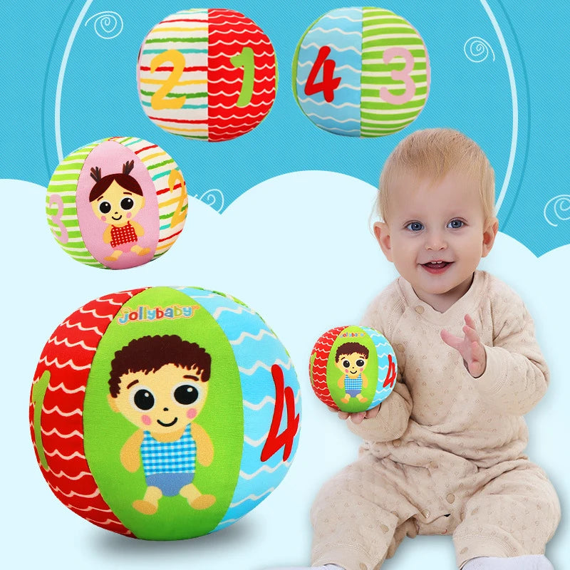 Bolas Macias para Bebê com Chocalho – Brinquedo de Conforto e Estímulo Sensorial | Bola de Pegar para Bebês | Brinquedo Educativo para Engatinhar – 0, 6, 12 Meses