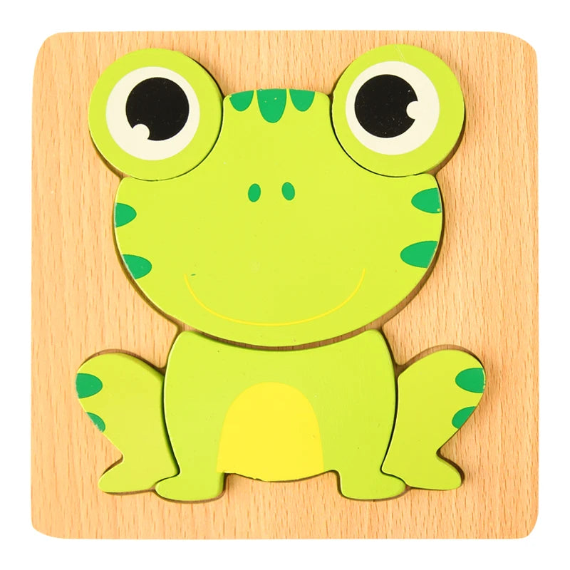 Quebra-Cabeça 3D de Madeira de Alta Qualidade – Animais e Tráfego em Desenho Animado para Bebês | Jogo de Aprendizado Cognitivo Infantil