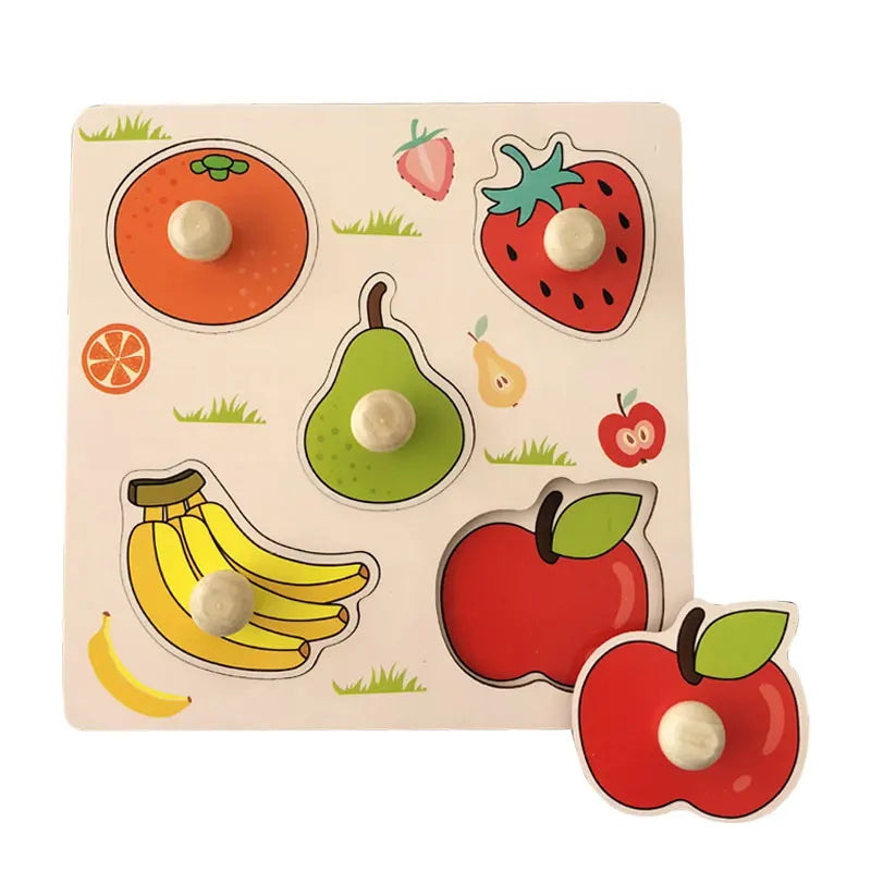 Brinquedos Montessori para Bebês – Quebra-cabeças de Madeira, Placa de Agarrar com Animais para Cognição e Aprendizado Educativo para Crianças de 1 a 3 Anos