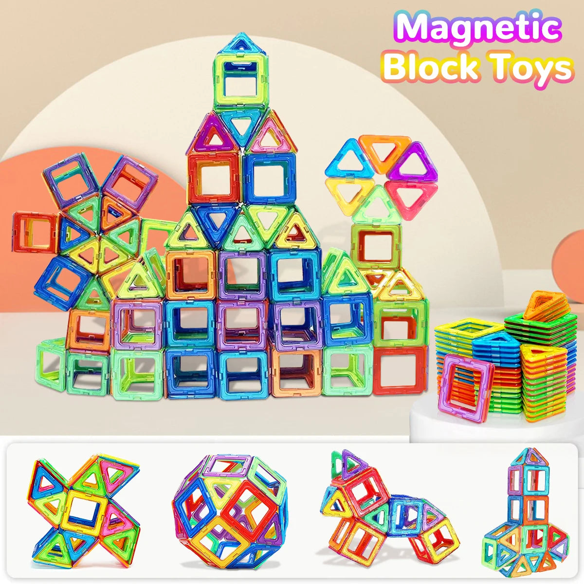 Blocos de Construção Magnéticos – Brinquedos de Ímã Faça Você Mesmo, Tamanho Médio – Brinquedos Educativos STEM para Aprendizado e Construção