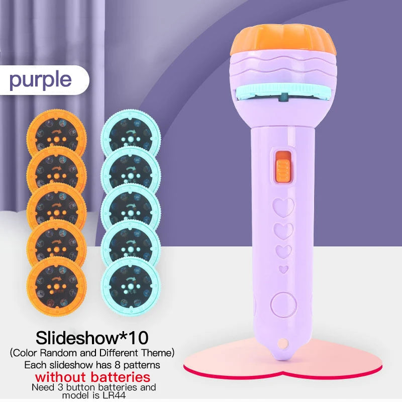 Lanterna Projetora de Brinquedo sem Bateria - Criatividade em Desenhos Animados - Lanterna Projetora de Histórias para Bebês Dormirem