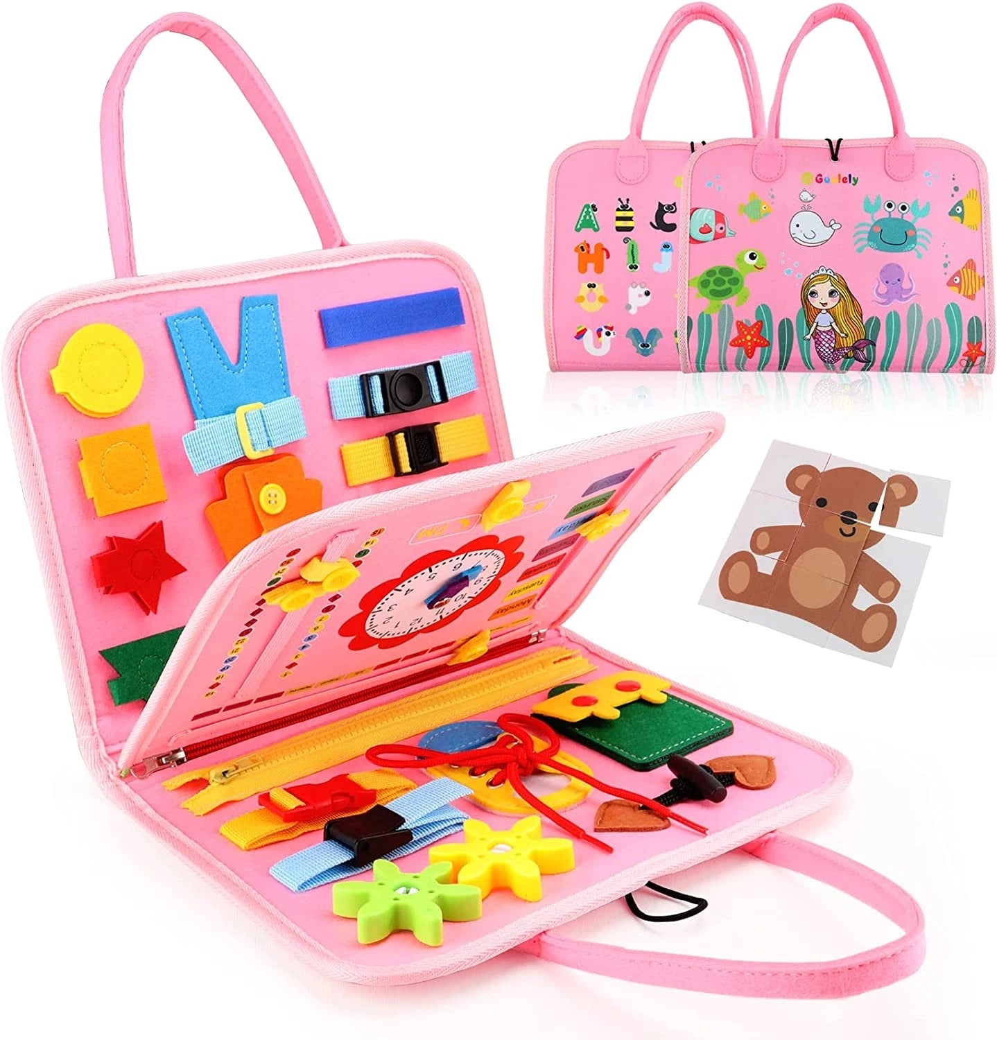 Brinquedo Montessori – Placa de Atividades Sensorial para Desenvolvimento de Habilidades Motoras, Placa Educativa para Crianças Pequenas