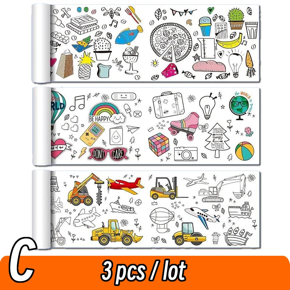 Rolo de Papel para Desenho Infantil de 90cm – Tela com Tema Animal para Colorir DIY, Pintura, Recorte e Grafite Educacional para Escola