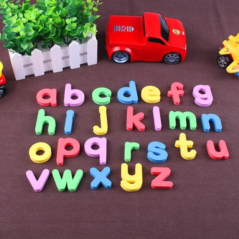 Conjunto Educacional de Brinquedo com Letras e Números Magnéticos – Alfabeto ABC 123, Ímãs de Geladeira em Plástico, Aprendizado Pré-escolar, Letras Maiúsculas, Minúsculas e Matemática