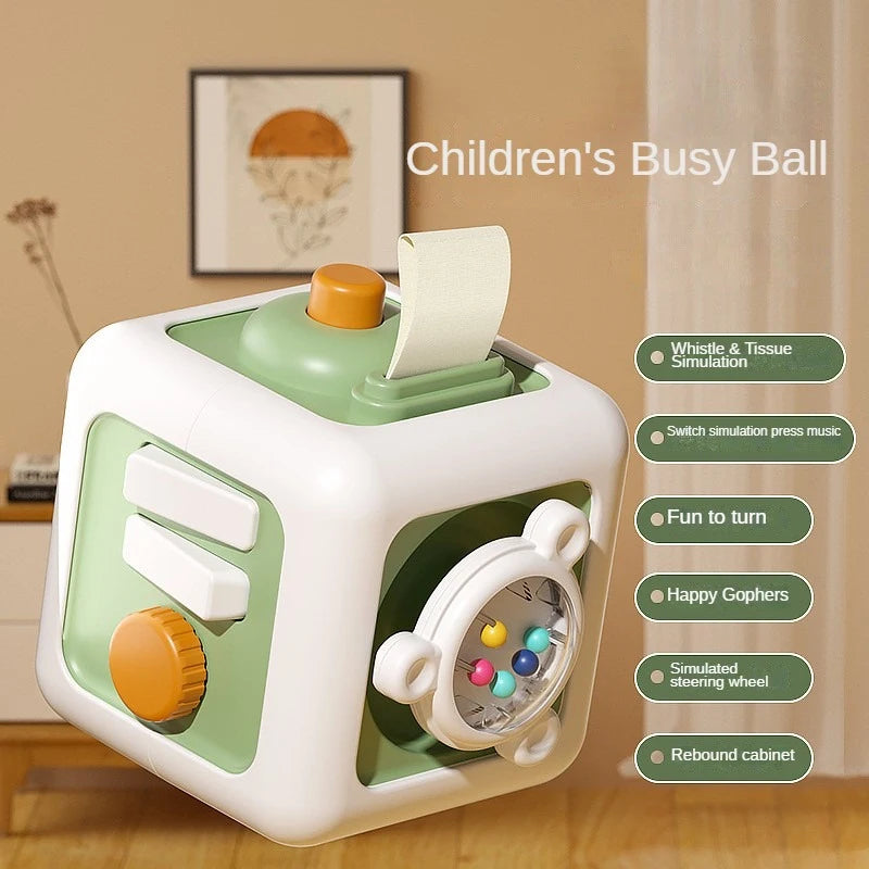 Cubo Montessori 6 em 1 – Brinquedo Sensorial Educativo com Atividades para Bebês Descubra um mundo de aprendizado e diversão em um só brinquedo!