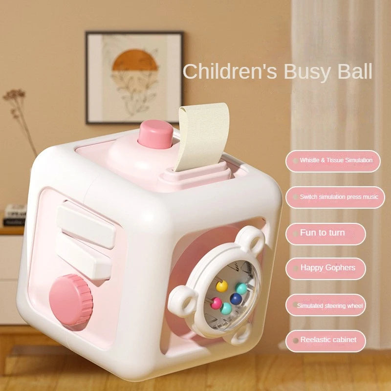 Cubo Montessori 6 em 1 – Brinquedo Sensorial Educativo com Atividades para Bebês Descubra um mundo de aprendizado e diversão em um só brinquedo!