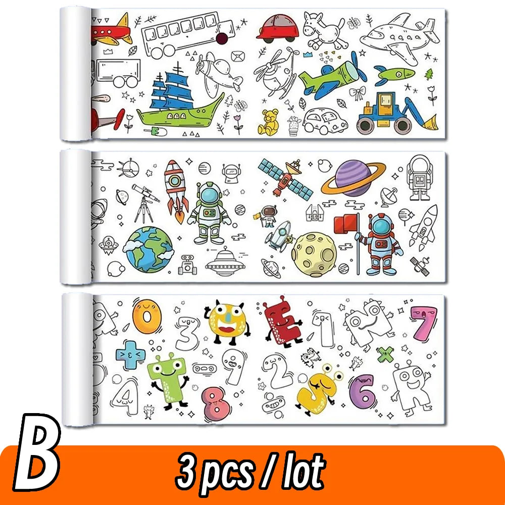Rolo de Papel para Desenho Infantil de 90cm – Tela com Tema Animal para Colorir DIY, Pintura, Recorte e Grafite Educacional para Escola