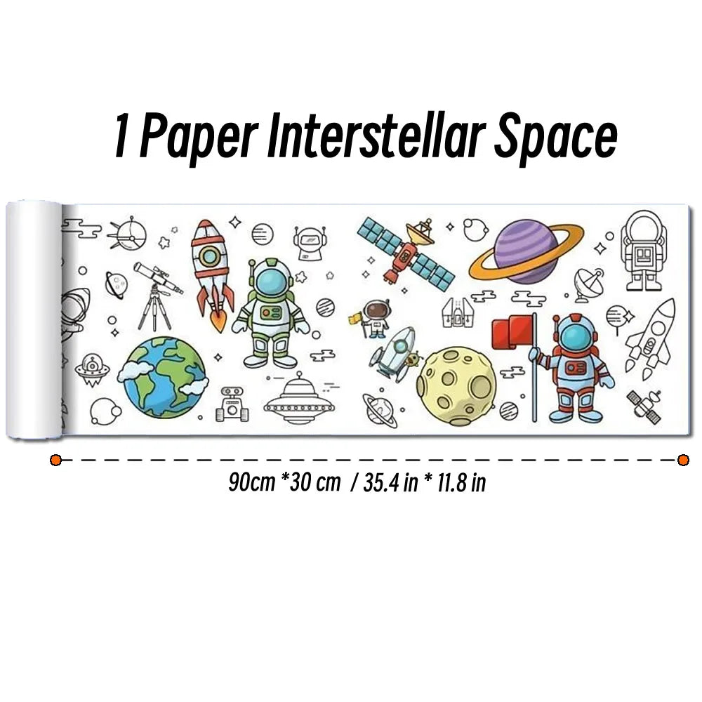 Rolo de Papel para Desenho Infantil de 90cm – Tela com Tema Animal para Colorir DIY, Pintura, Recorte e Grafite Educacional para Escola