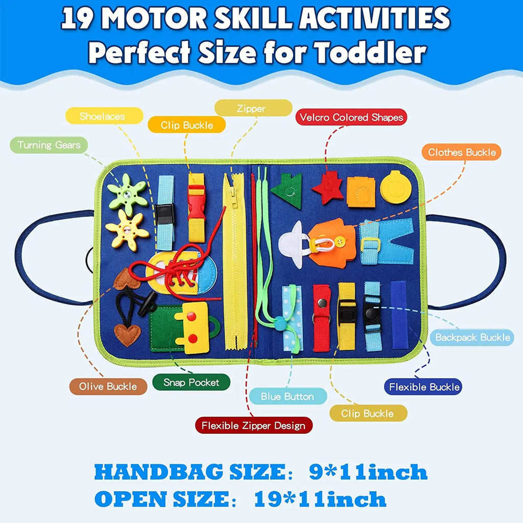 Brinquedo Montessori – Placa de Atividades Sensorial para Desenvolvimento de Habilidades Motoras, Placa Educativa para Crianças Pequenas