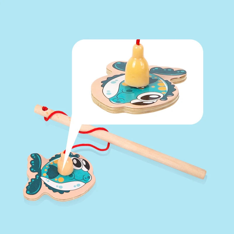 Brinquedo de Pesca Montessori em Madeira – Jogo Educativo Interativo com Peixinhos Magnéticos para Crianças