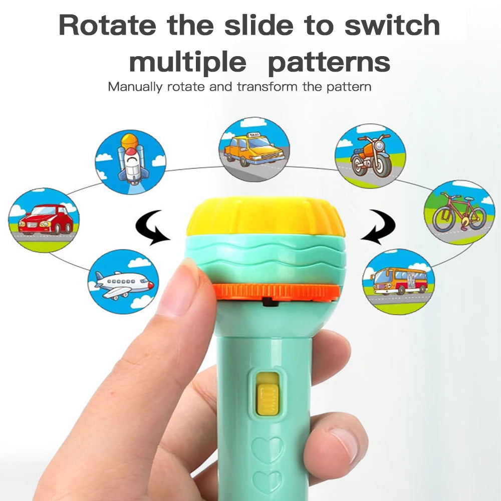 Lanterna Projetora de Brinquedo sem Bateria - Criatividade em Desenhos Animados - Lanterna Projetora de Histórias para Bebês Dormirem
