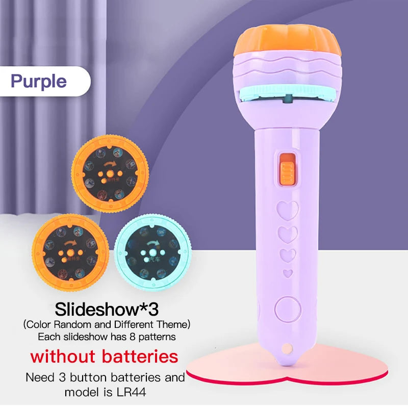 Lanterna Projetora de Brinquedo sem Bateria - Criatividade em Desenhos Animados - Lanterna Projetora de Histórias para Bebês Dormirem
