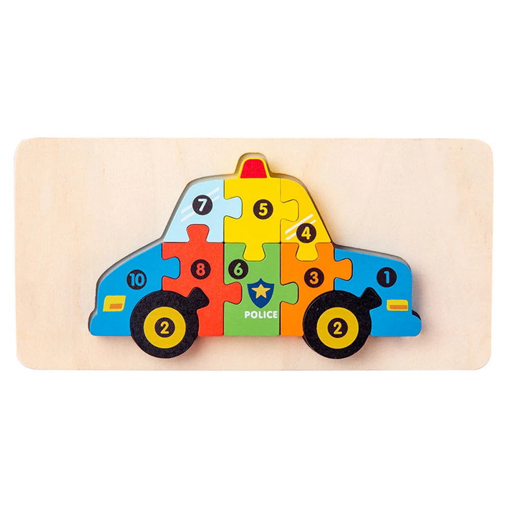 Quebra-Cabeças Educativos 3D de Madeira de Alta Qualidade – Animais em Estilo Cartoon – Jogo de Puzzle para Desenvolvimento Cognitivo e Inteligência Infantil