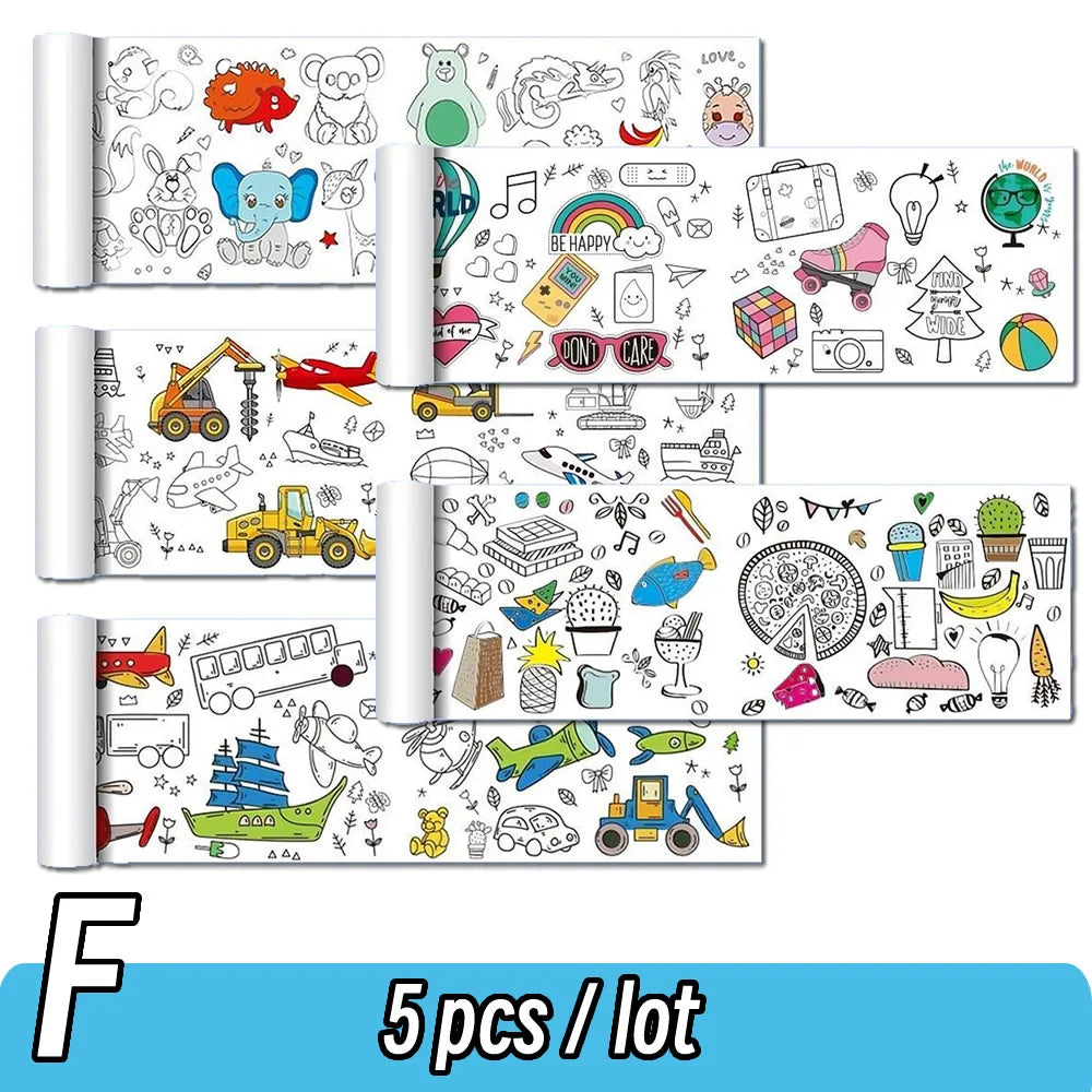 Rolo de Papel para Desenho Infantil de 90cm – Tela com Tema Animal para Colorir DIY, Pintura, Recorte e Grafite Educacional para Escola