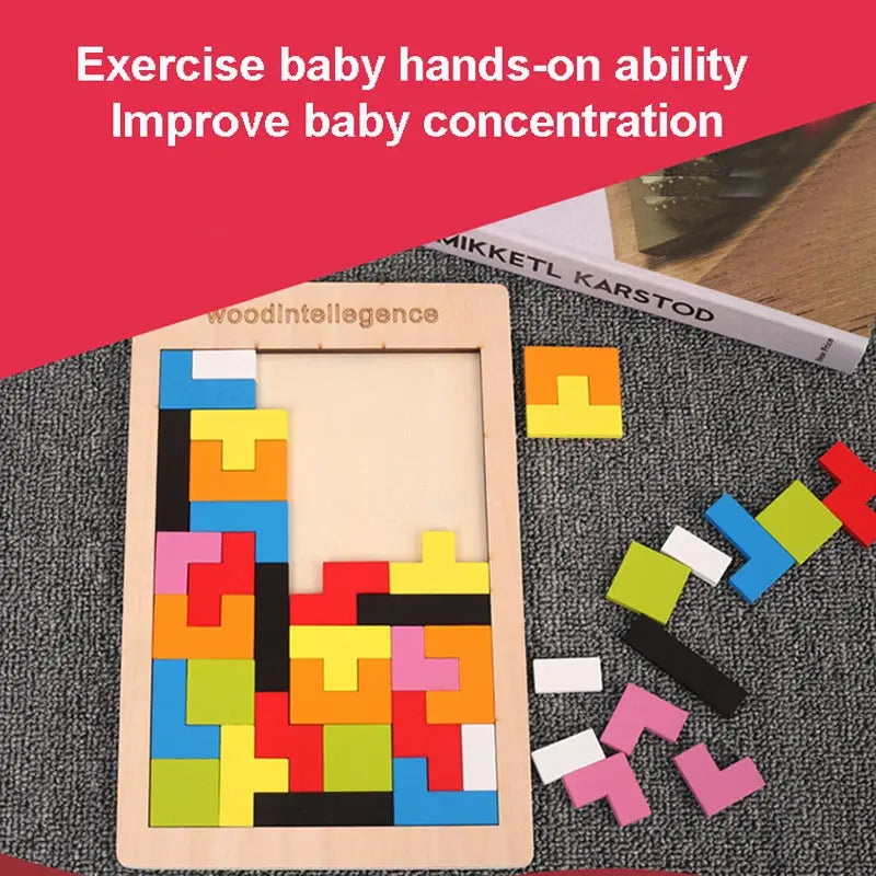 Conjunto de Quebra-Cabeça de Madeira – Brinquedo Educativo para Bebês, Estimula o Raciocínio Lógico e a Coordenação