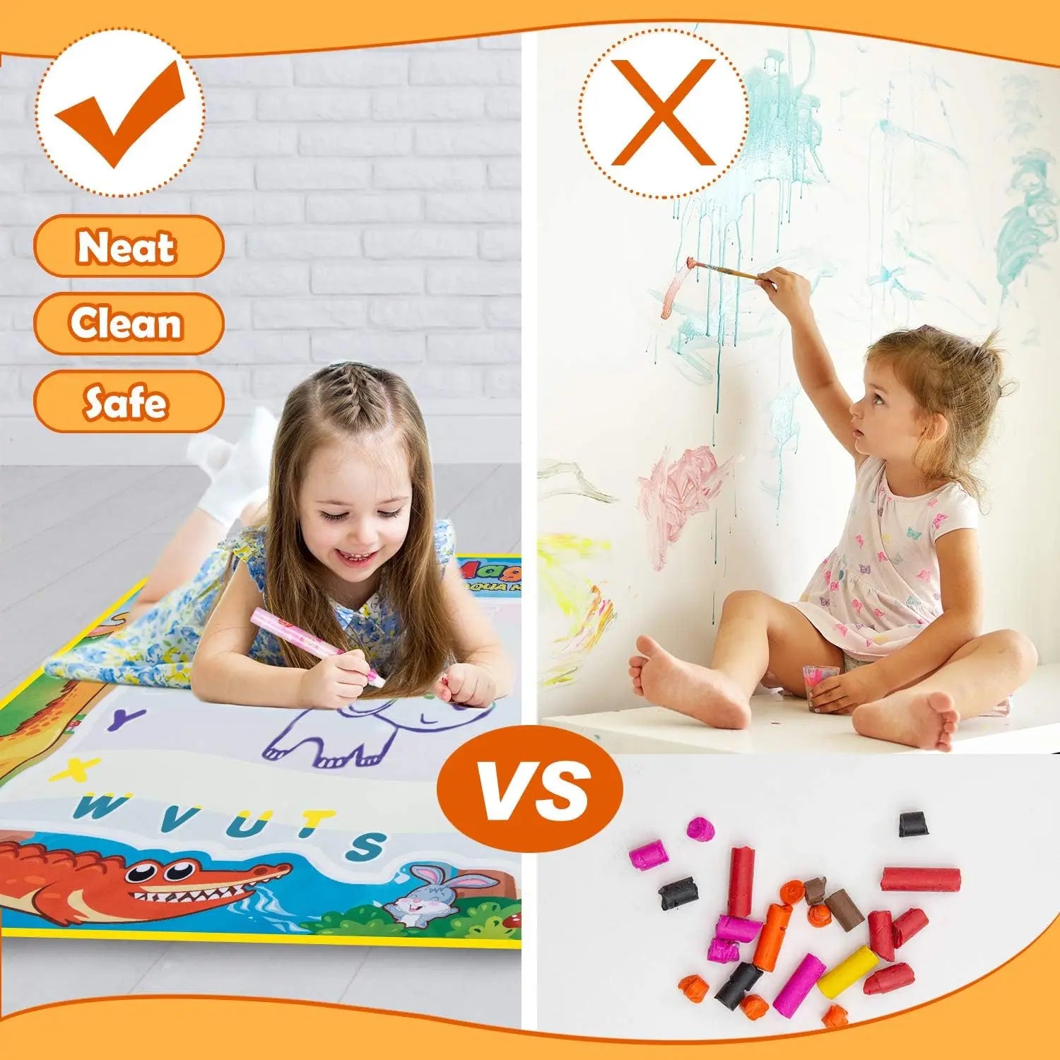 Tapete Mágico de Desenho com Água Reutilizável – Quadro de Pintura e Rabisco com Canetas | Brinquedo Educativo Montessori para Crianças