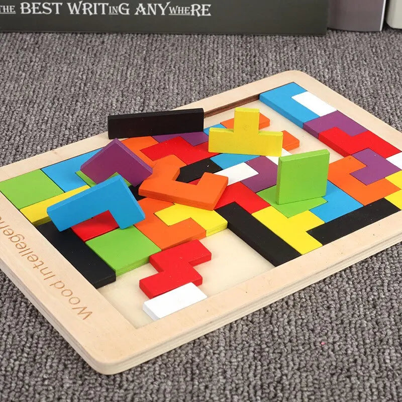 Conjunto de Quebra-Cabeça de Madeira – Brinquedo Educativo para Bebês, Estimula o Raciocínio Lógico e a Coordenação