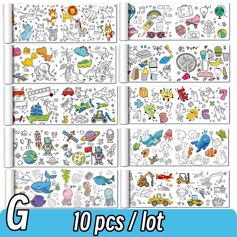 Rolo de Papel para Desenho Infantil de 90cm – Tela com Tema Animal para Colorir DIY, Pintura, Recorte e Grafite Educacional para Escola