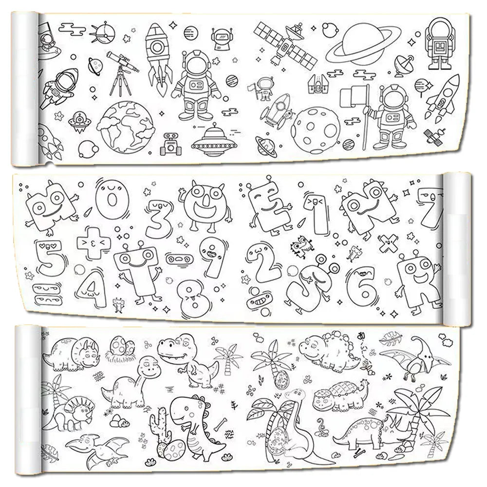 Rolo de Papel para Desenho Infantil de 90cm – Tela com Tema Animal para Colorir DIY, Pintura, Recorte e Grafite Educacional para Escola