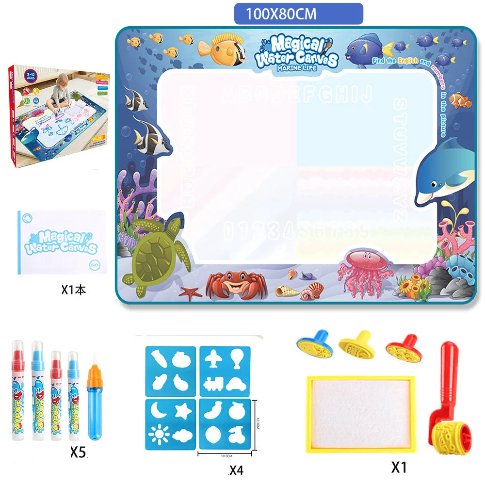 Tapete Mágico de Desenho com Água Reutilizável – Quadro de Pintura e Rabisco com Canetas | Brinquedo Educativo Montessori para Crianças