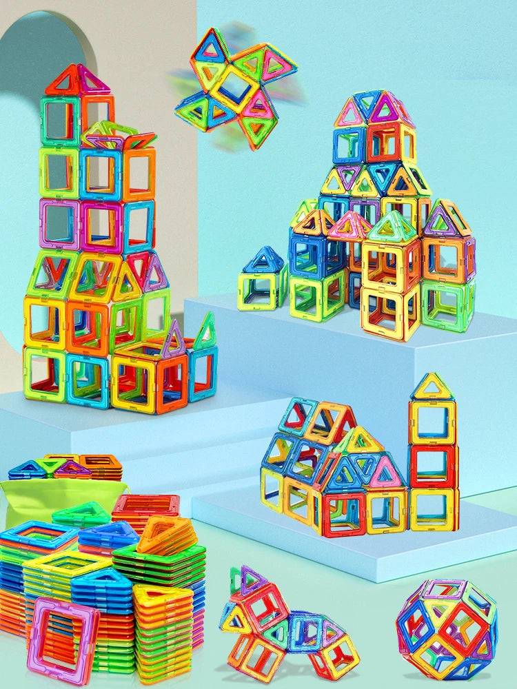 Blocos de Construção Magnéticos – Brinquedos de Ímã Faça Você Mesmo, Tamanho Médio – Brinquedos Educativos STEM para Aprendizado e Construção