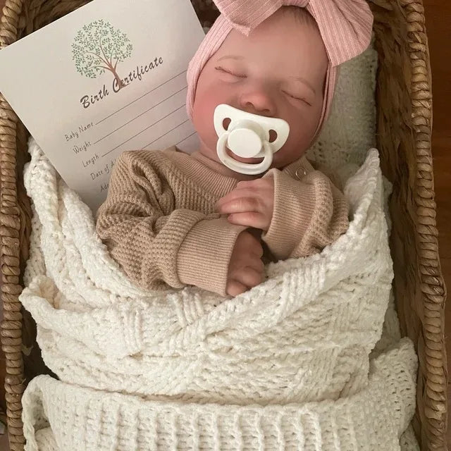 Boneca Reborn MRB Levi Sleeping – Bebê Reborn Já Pintado, Finalizado, Dormindo – Recém-Nascido de Vinil com Pele 3D e Veias Visíveis – Boneca Artística de Coleção