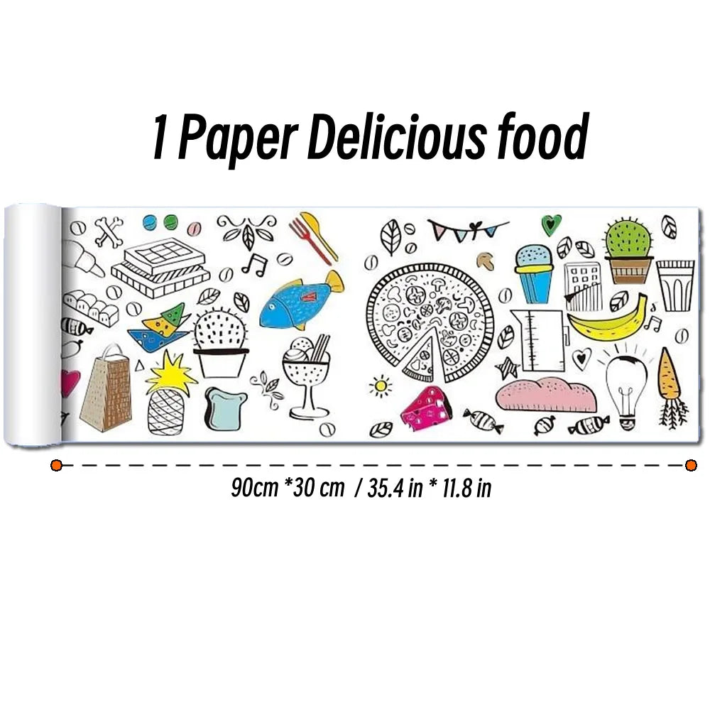 Rolo de Papel para Desenho Infantil de 90cm – Tela com Tema Animal para Colorir DIY, Pintura, Recorte e Grafite Educacional para Escola