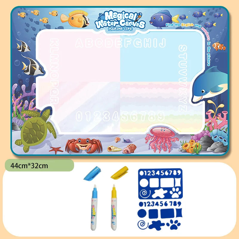Tapete Mágico de Desenho com Água Reutilizável – Quadro de Pintura e Rabisco com Canetas | Brinquedo Educativo Montessori para Crianças