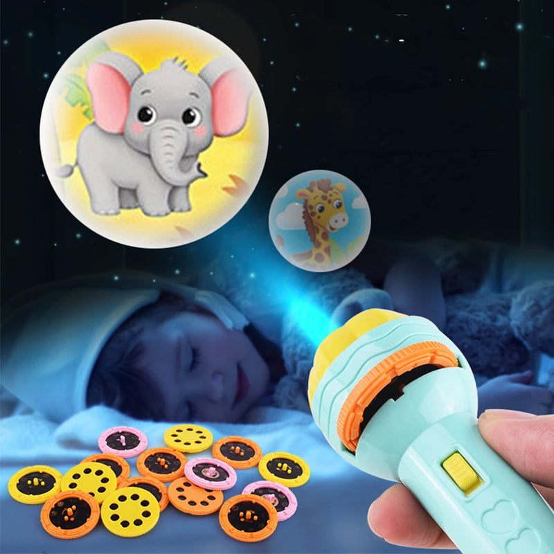 Lanterna Projetora de Brinquedo sem Bateria - Criatividade em Desenhos Animados - Lanterna Projetora de Histórias para Bebês Dormirem