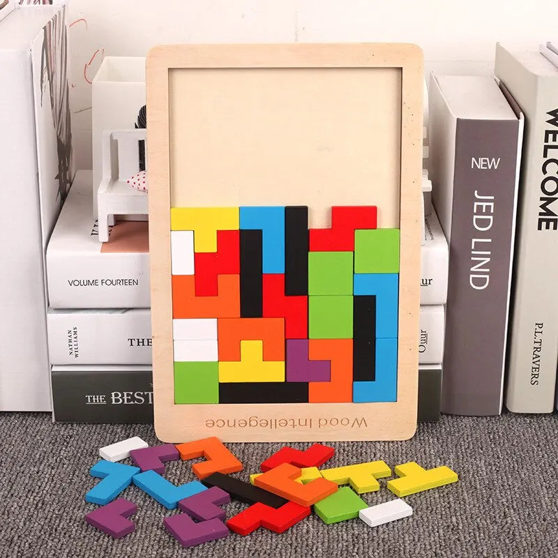 Conjunto de Quebra-Cabeça de Madeira – Brinquedo Educativo para Bebês, Estimula o Raciocínio Lógico e a Coordenação