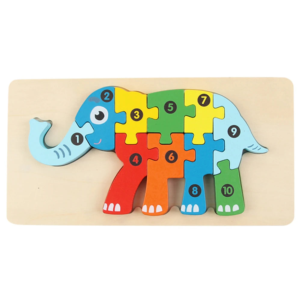 Quebra-Cabeças Educativos 3D de Madeira de Alta Qualidade – Animais em Estilo Cartoon – Jogo de Puzzle para Desenvolvimento Cognitivo e Inteligência Infantil