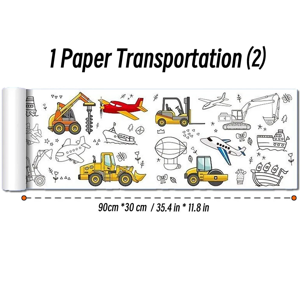 Rolo de Papel para Desenho Infantil de 90cm – Tela com Tema Animal para Colorir DIY, Pintura, Recorte e Grafite Educacional para Escola
