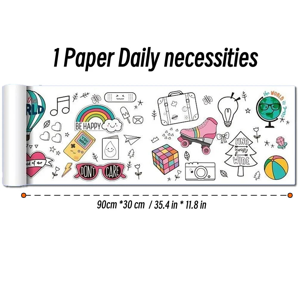 Rolo de Papel para Desenho Infantil de 90cm – Tela com Tema Animal para Colorir DIY, Pintura, Recorte e Grafite Educacional para Escola