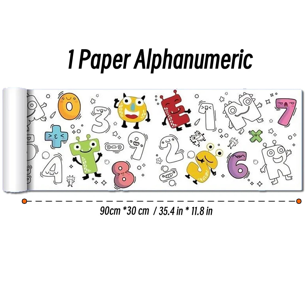 Rolo de Papel para Desenho Infantil de 90cm – Tela com Tema Animal para Colorir DIY, Pintura, Recorte e Grafite Educacional para Escola
