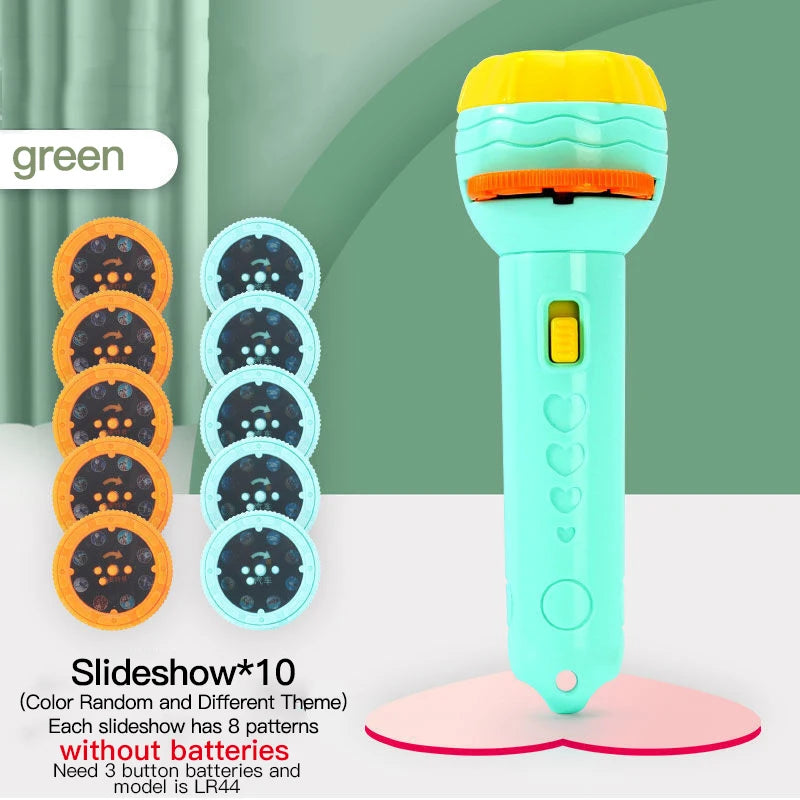 Lanterna Projetora de Brinquedo sem Bateria - Criatividade em Desenhos Animados - Lanterna Projetora de Histórias para Bebês Dormirem
