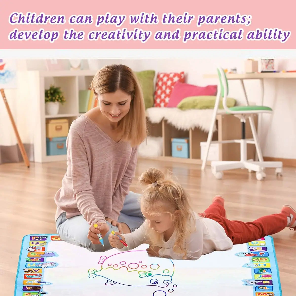 Tapete Mágico de Desenho com Água Reutilizável – Quadro de Pintura e Rabisco com Canetas | Brinquedo Educativo Montessori para Crianças