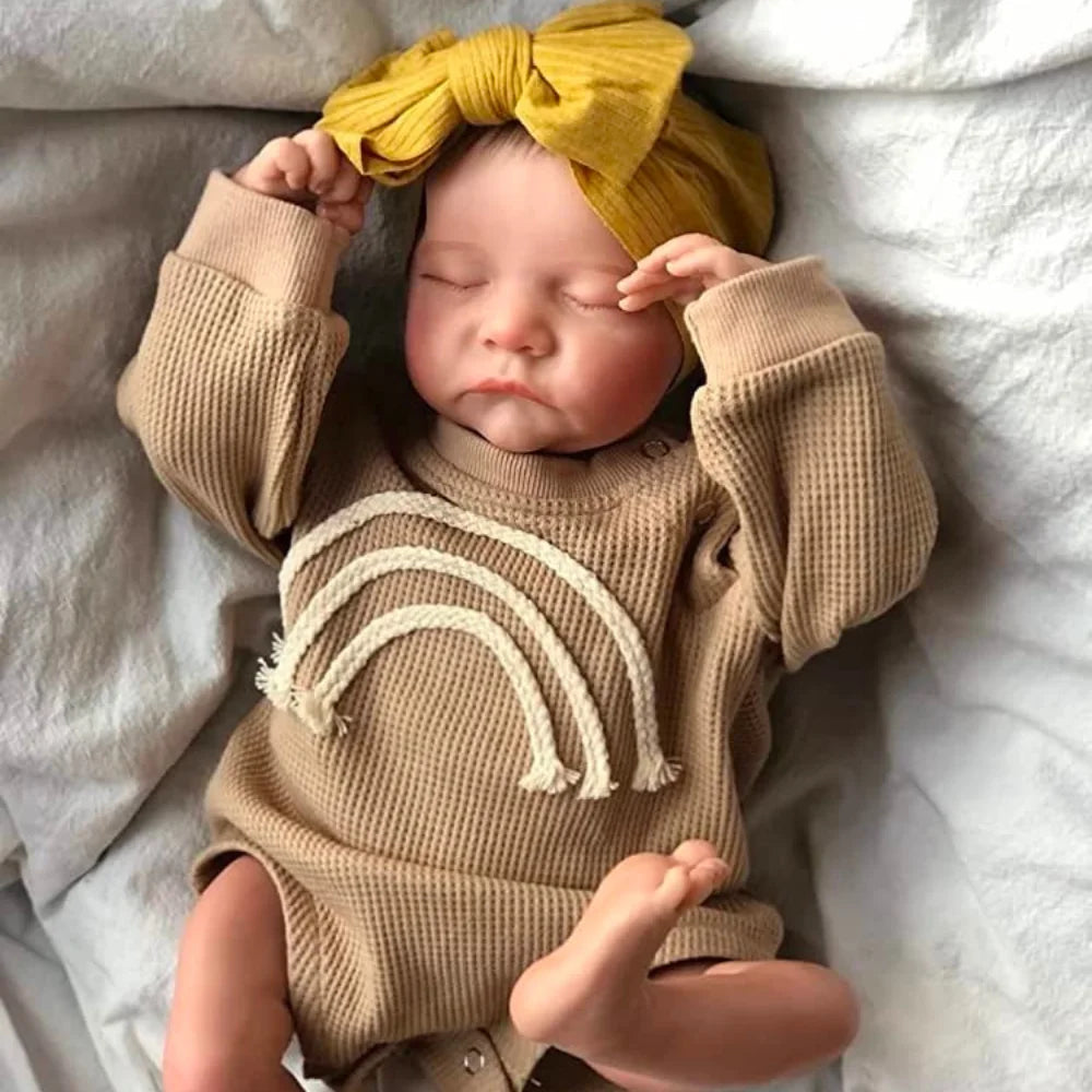 Boneca Reborn MRB Levi Sleeping – Bebê Reborn Já Pintado, Finalizado, Dormindo – Recém-Nascido de Vinil com Pele 3D e Veias Visíveis – Boneca Artística de Coleção