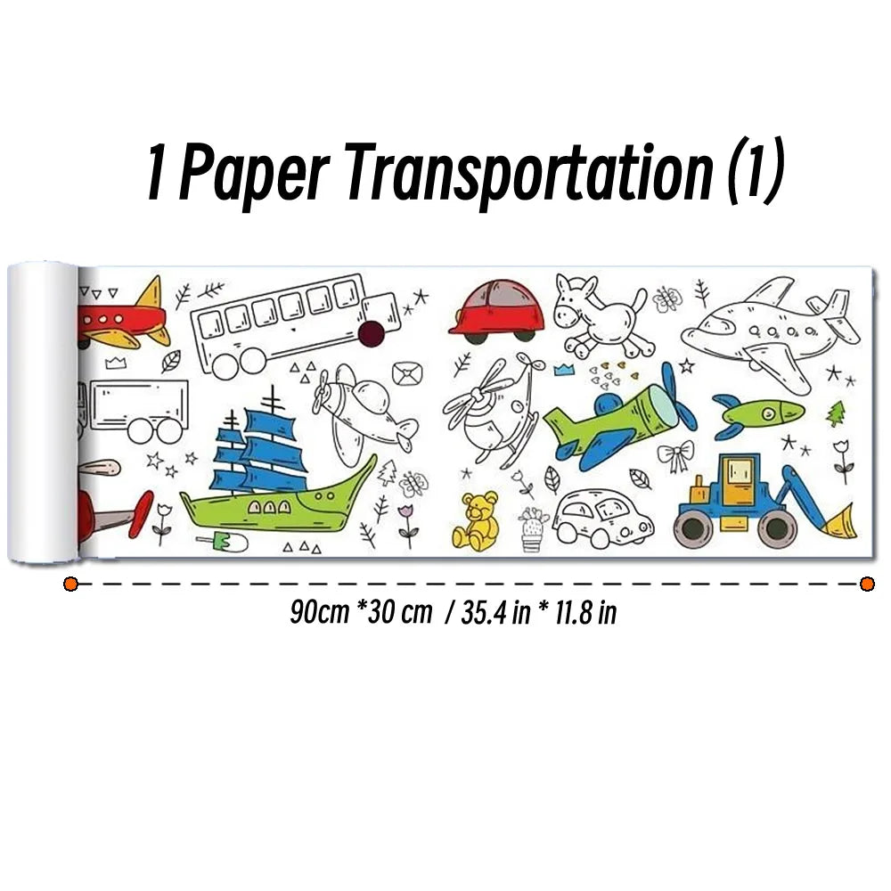 Rolo de Papel para Desenho Infantil de 90cm – Tela com Tema Animal para Colorir DIY, Pintura, Recorte e Grafite Educacional para Escola
